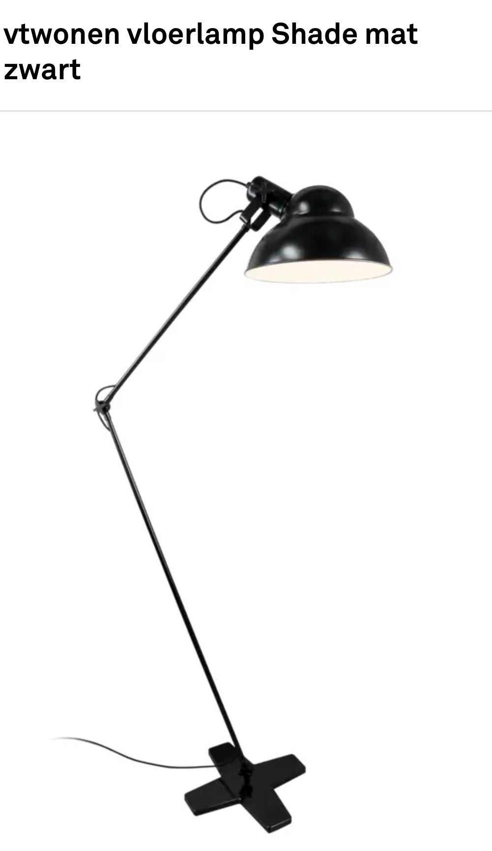 Vt Wonen Shade vloerlamp, mat zwart, Ophalen, Zo goed als nieuw, 150 tot 200 cm