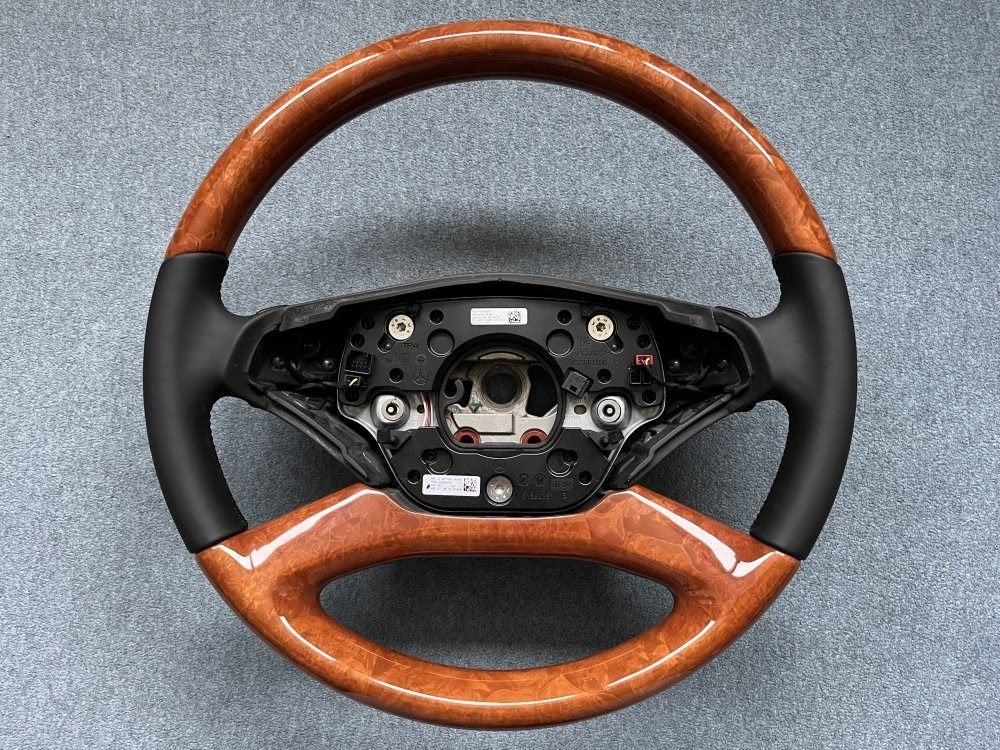 Mercedes C216 W221 S zwart leder bruin hout stuur stuurwiel, Ophalen of Verzenden, Nieuw, Mercedes-Benz