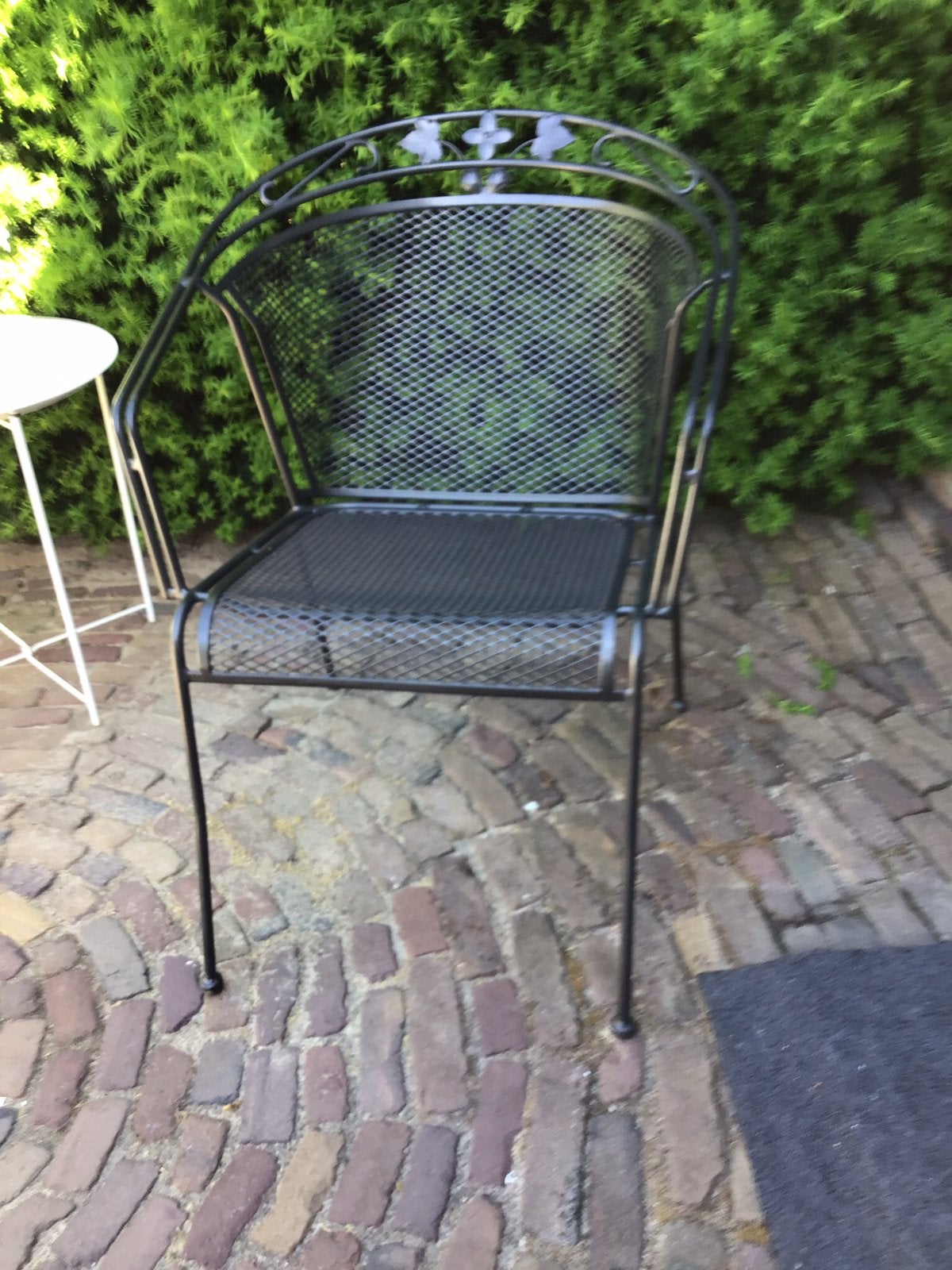 IJzeren kuip tuinstoelen, kleur antraciet. 4 stuks, Ophalen, Zo goed als nieuw, Metaal