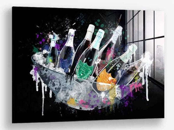 Glasschilderij Champagne Party 100x150 - Gehard glas, Ophangklaar, Stilleven, Glas, Ophalen of Verzenden