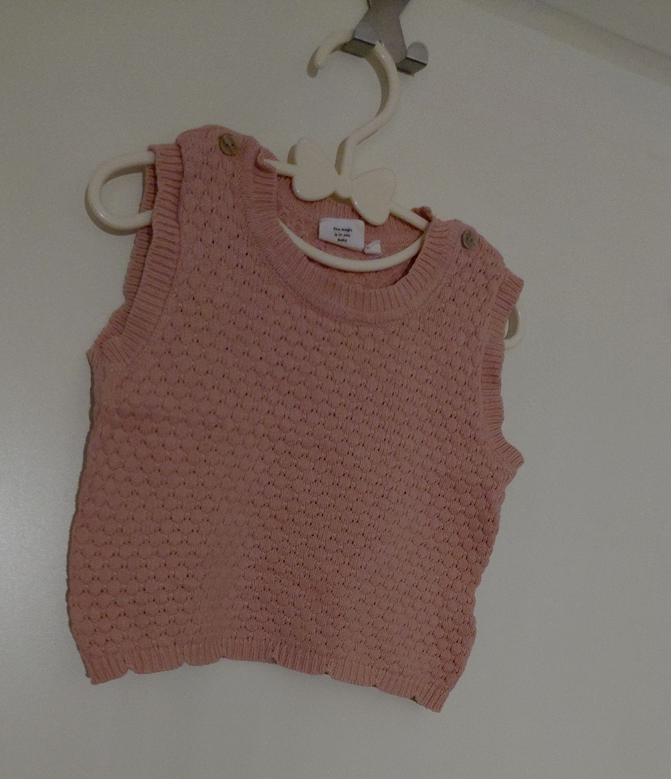 Feetje Roze Gebreid  meisjesspence rMaat 74, Ophalen of Verzenden, Zo goed als nieuw, Feetje, Truitje of Vestje