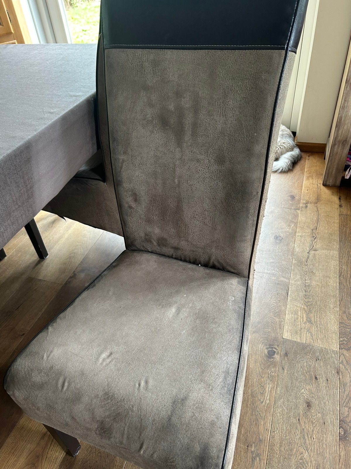 Bankstel en eetkamer stoelen, Huis en Inrichting, Ophalen, Gebruikt, Rechte bank, Leer