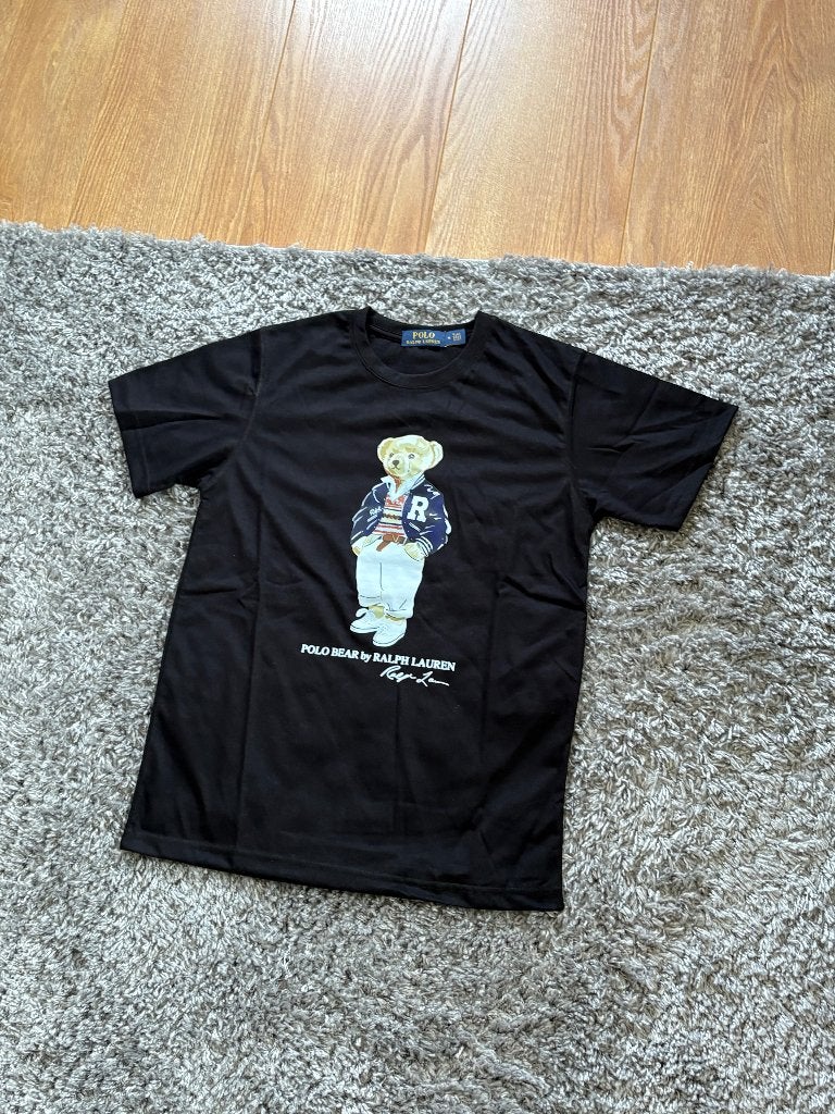 Ralph Lauren T-Shirt Zwart met Beer Frontprint in Maat M, Maat 48/50 (M), Zwart, Ophalen of Verzenden, Zo goed als nieuw