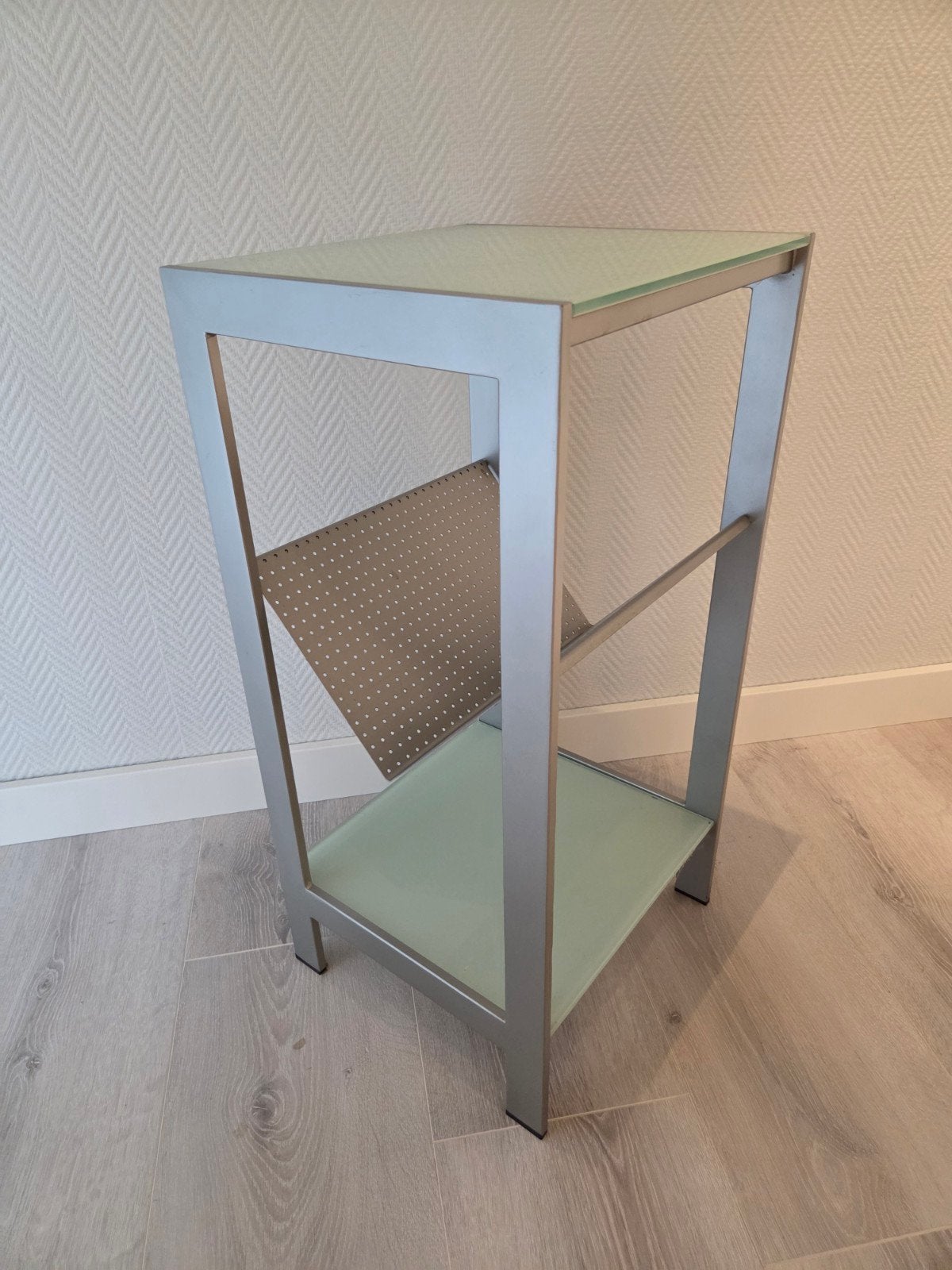 Bijzettafel, Ophalen, Minder dan 55 cm, Metaal of Aluminium, Vierkant