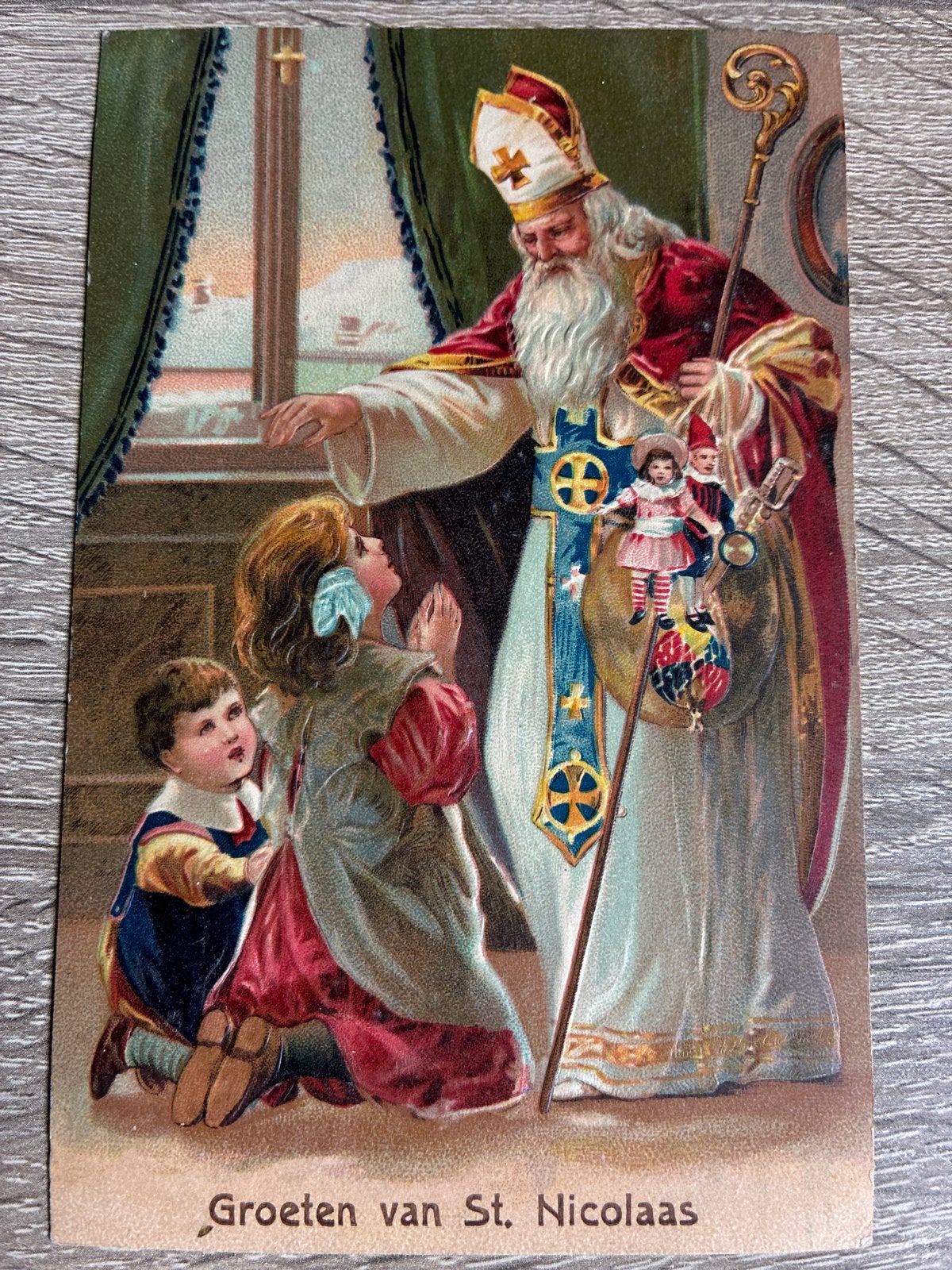 Antieke Ansichtkaart Sinterklaas 1910, Ophalen of Verzenden, Voor 1920, Gelopen, Feest(dag)