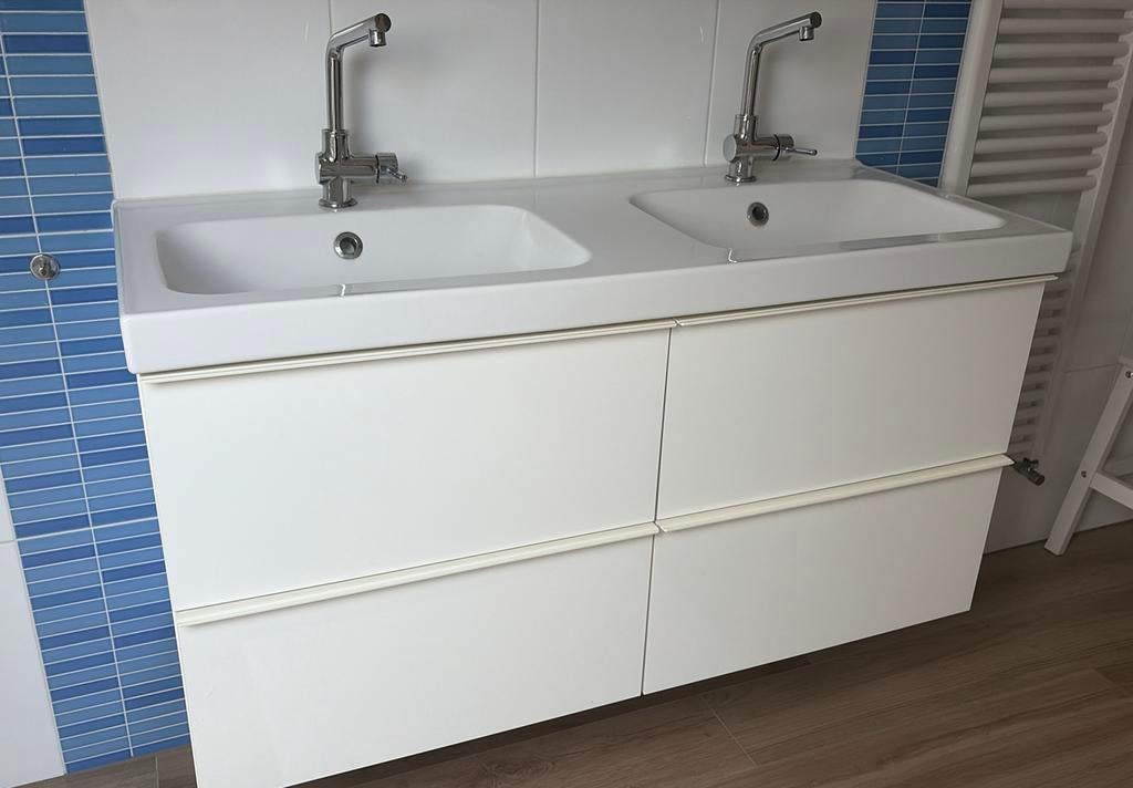 Ikea godmorgon onderkast, wastafel en 2 kranen, Ophalen, Zo goed als nieuw, Minder dan 100 cm, Wasbak of Wastafel