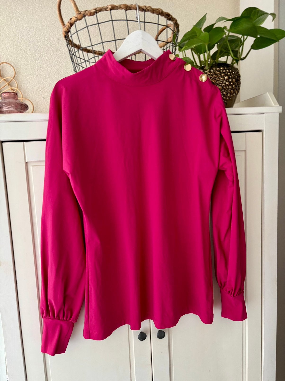 Daelin travelstof blouse maat M, Ophalen of Verzenden, Zo goed als nieuw, Maat 38/40 (M), Roze