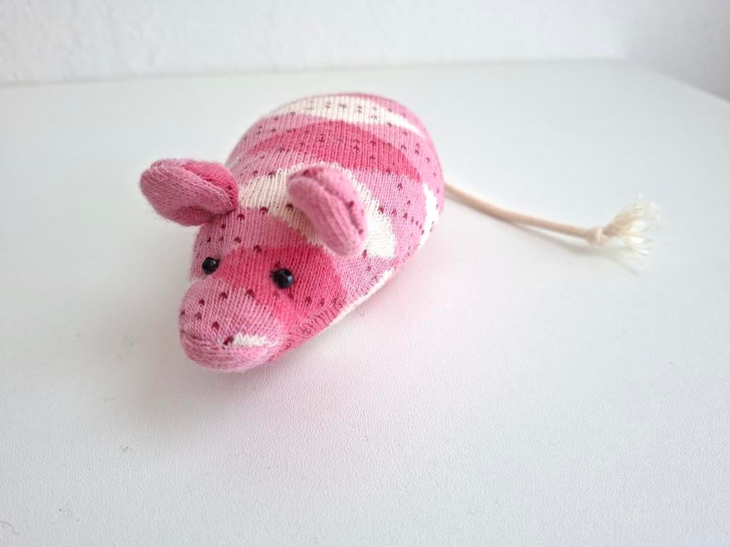 Handgemaakte Roze Muis Knuffel - Onbespeeld, Muis, Handgemaakt, Nieuw, Ophalen of Verzenden