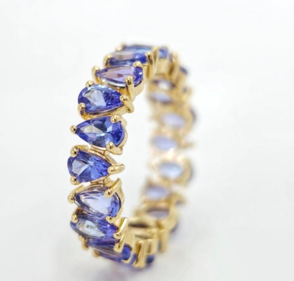 Edelstenen Blauw tanzaniet 14 kr goud ring, Ophalen of Verzenden, Nieuw