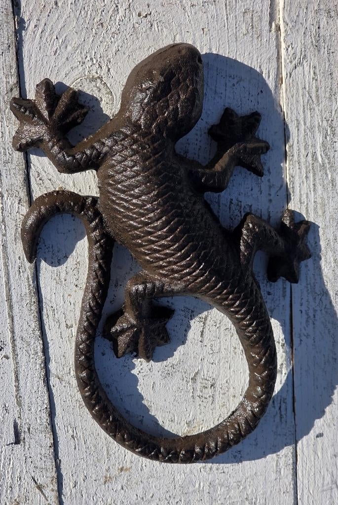 GEKKO / gietijzer, Tuin en Terras, Tuinbeelden, Dierenbeeld, Nieuw, Metaal, Info@huisentuindecoratiemarie.nl