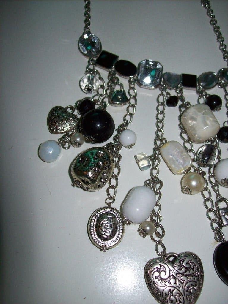 Ketting Zilvertint schakels Mooie Steen Kristal Bedels, Sieraden, Tassen en Uiterlijk, Kettingen, Verzenden, Nieuw, Steen of Mineraal