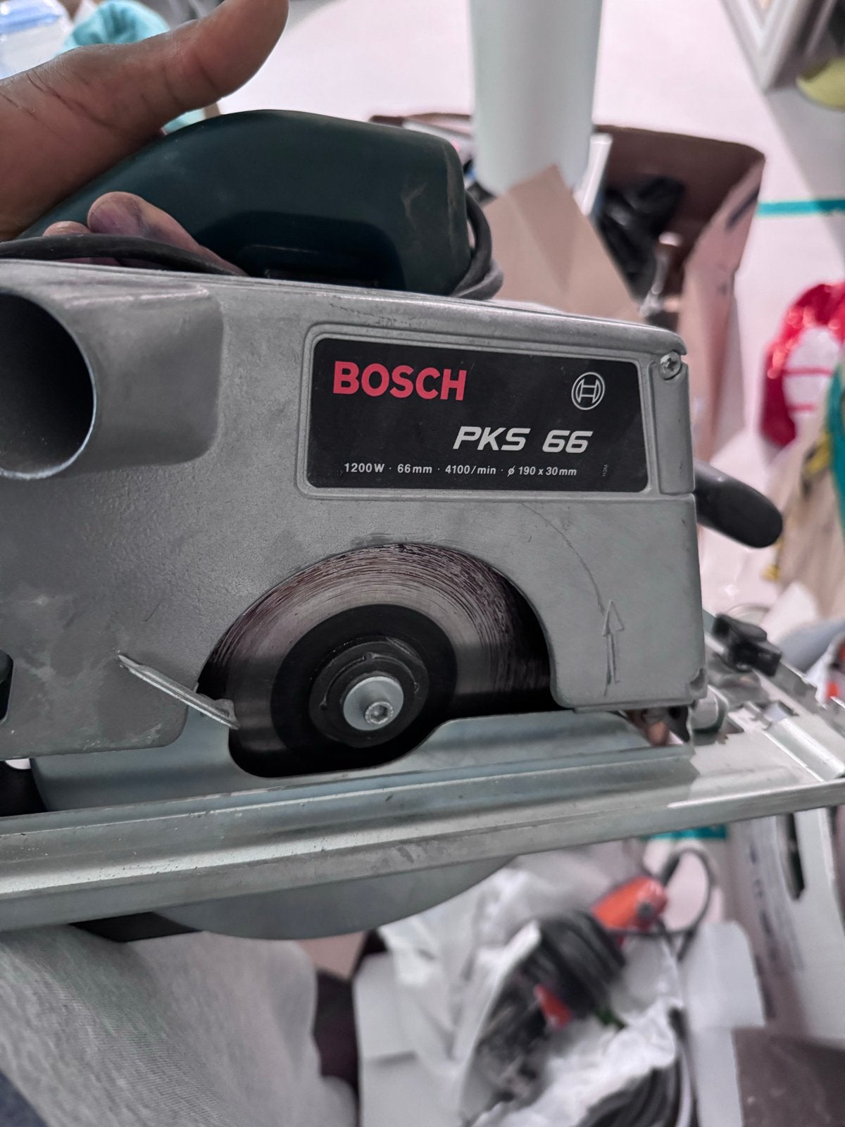 Bosch PKS 66 Cirkelzaag - 1200W, 66mm zaagdiepte, Gebruikt, Cirkelzaag, 70 mm of meer, Ophalen of Verzenden