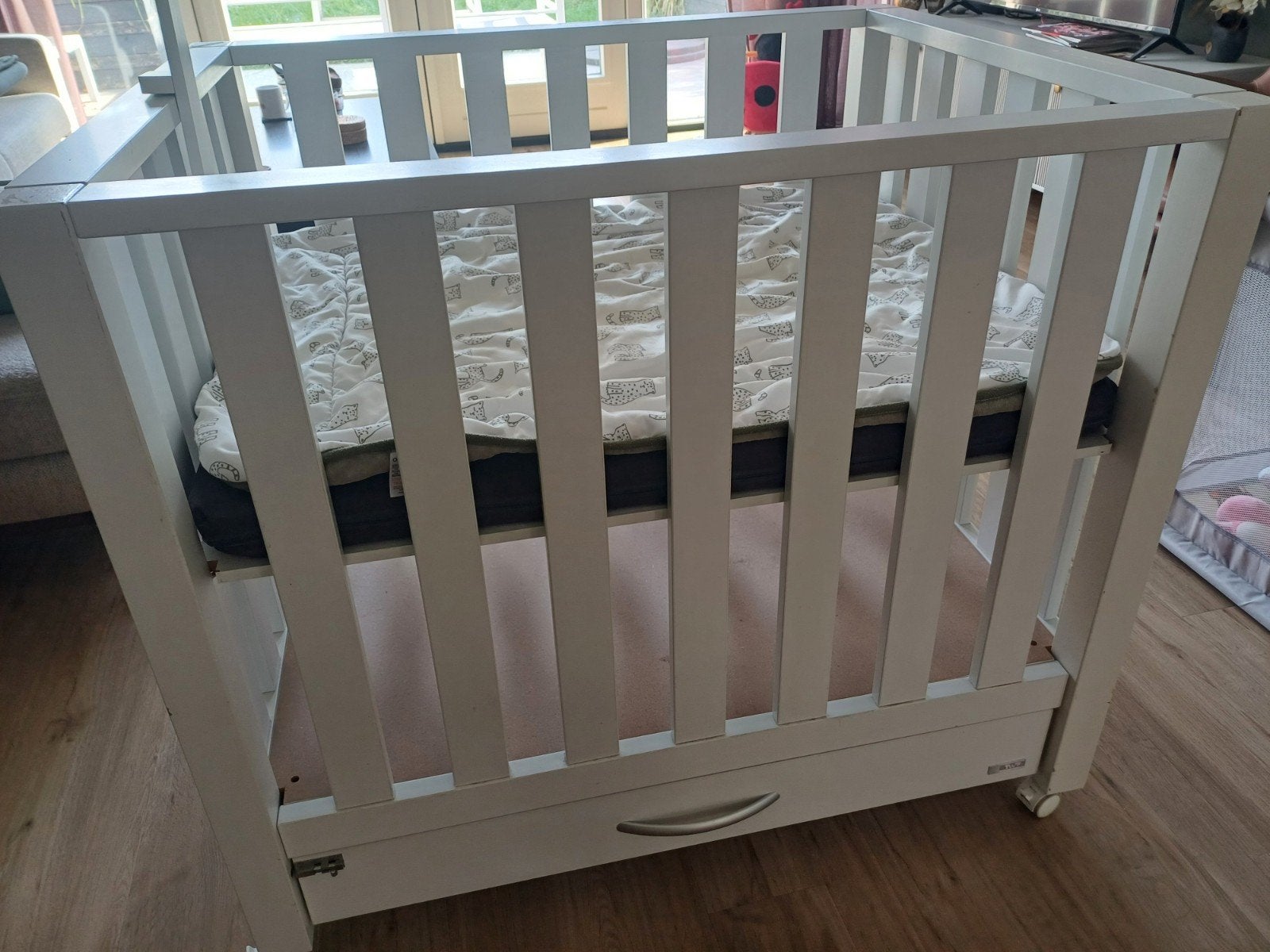 TWF box babybox met lade en wieltjes, Ophalen, Gebruikt, Ledikant