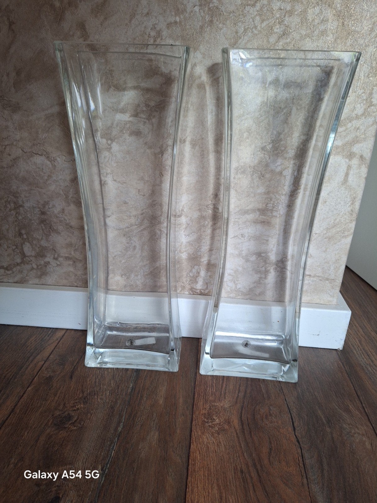 Wegens verhuizing Set van 2 glazen Ikea vazen, transparant,, Ophalen of Verzenden, Gebruikt, Transparant, Glas