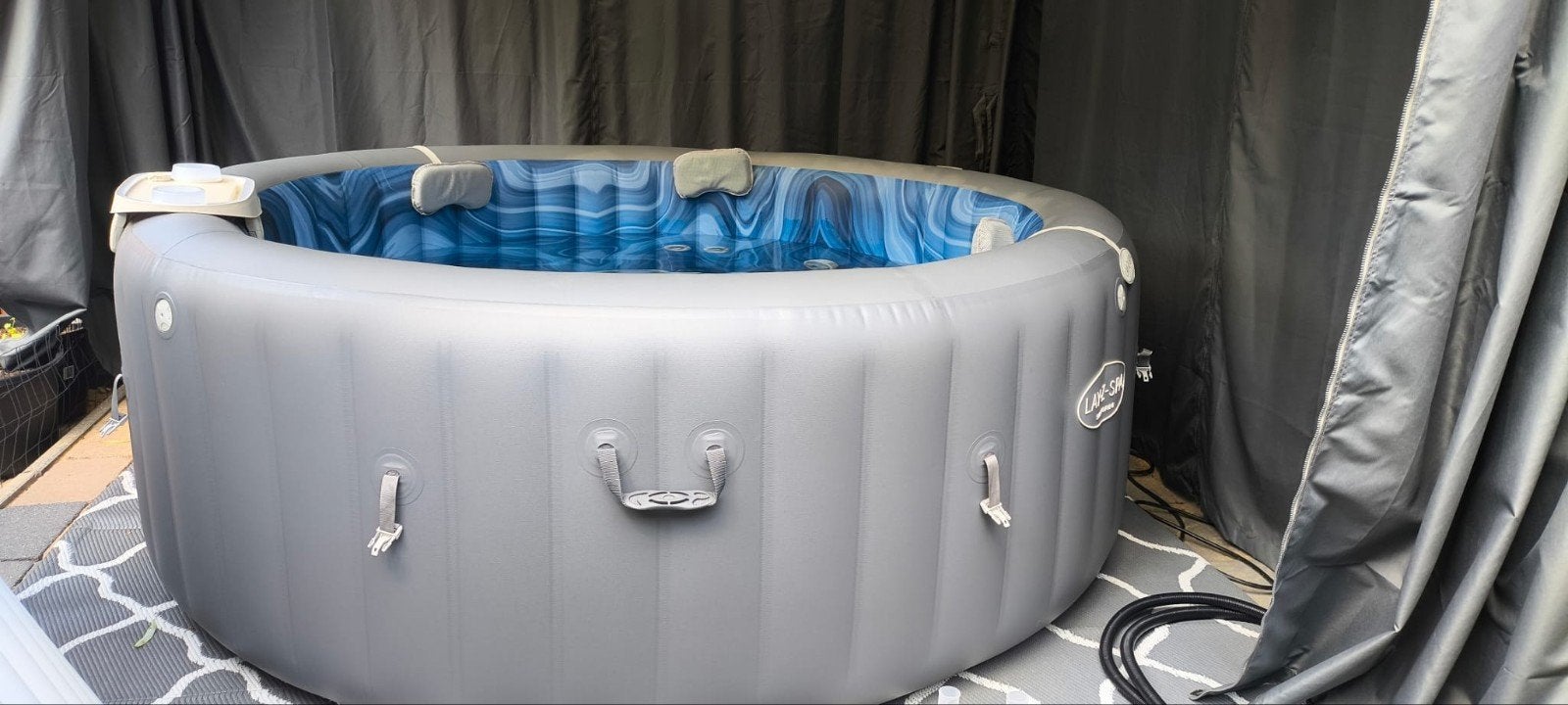 Lazy Spa Santorini opblaasbare jacuzzi met accessoires, Tuin en Terras, Zwembaden, Ophalen, 200 tot 300 cm, Opblaaszwembad, 80 tot 120 cm