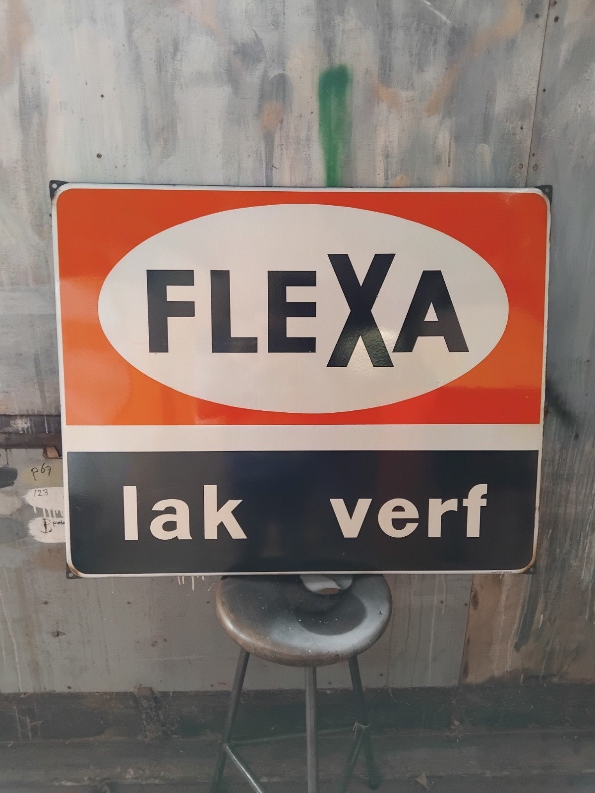 origineel emaille bord Flexa verf., Ophalen, Gebruikt