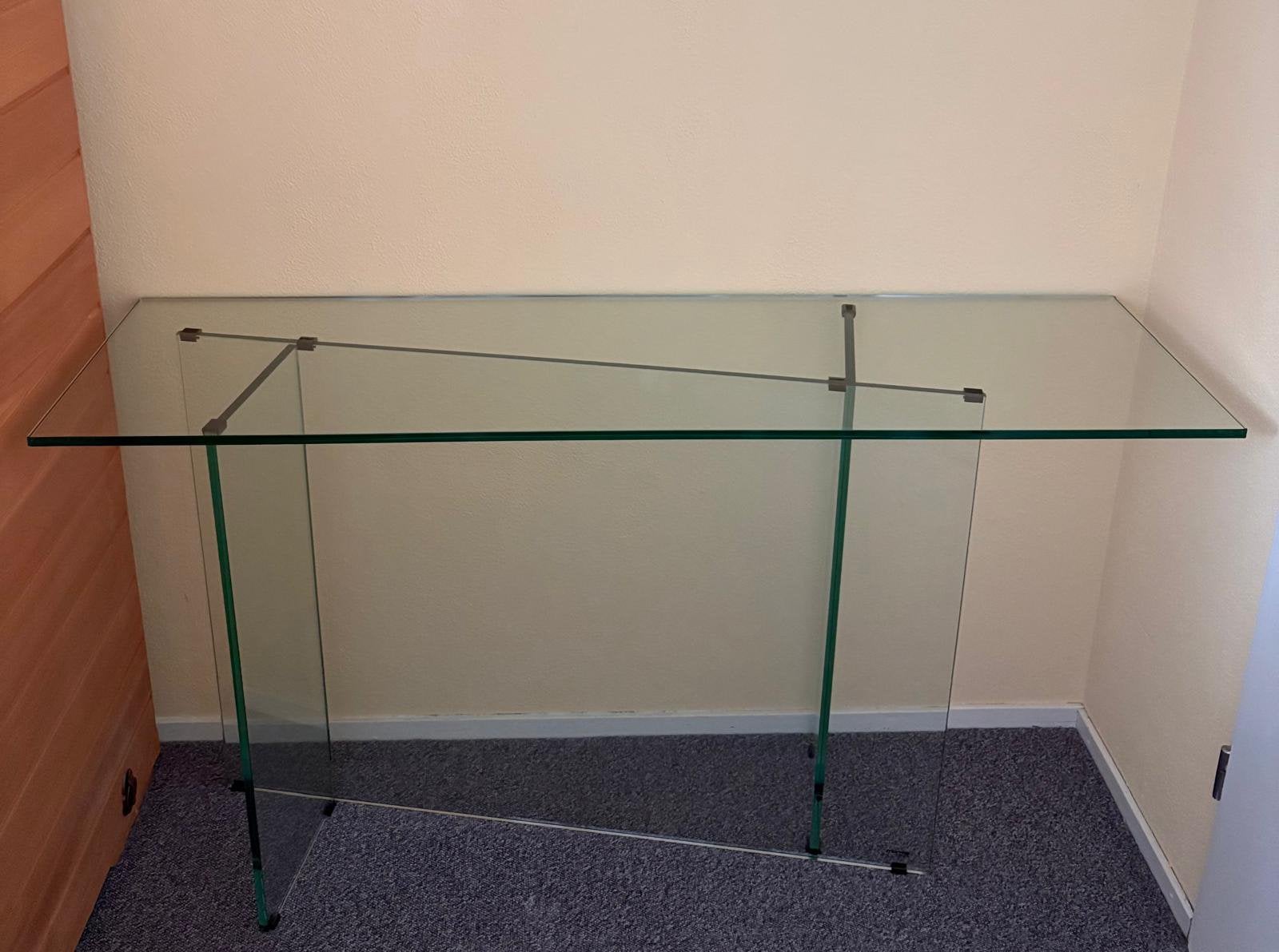 Glazen sidetable, Huis en Inrichting, Ophalen, 100 tot 150 cm, Zo goed als nieuw, 25 tot 50 cm