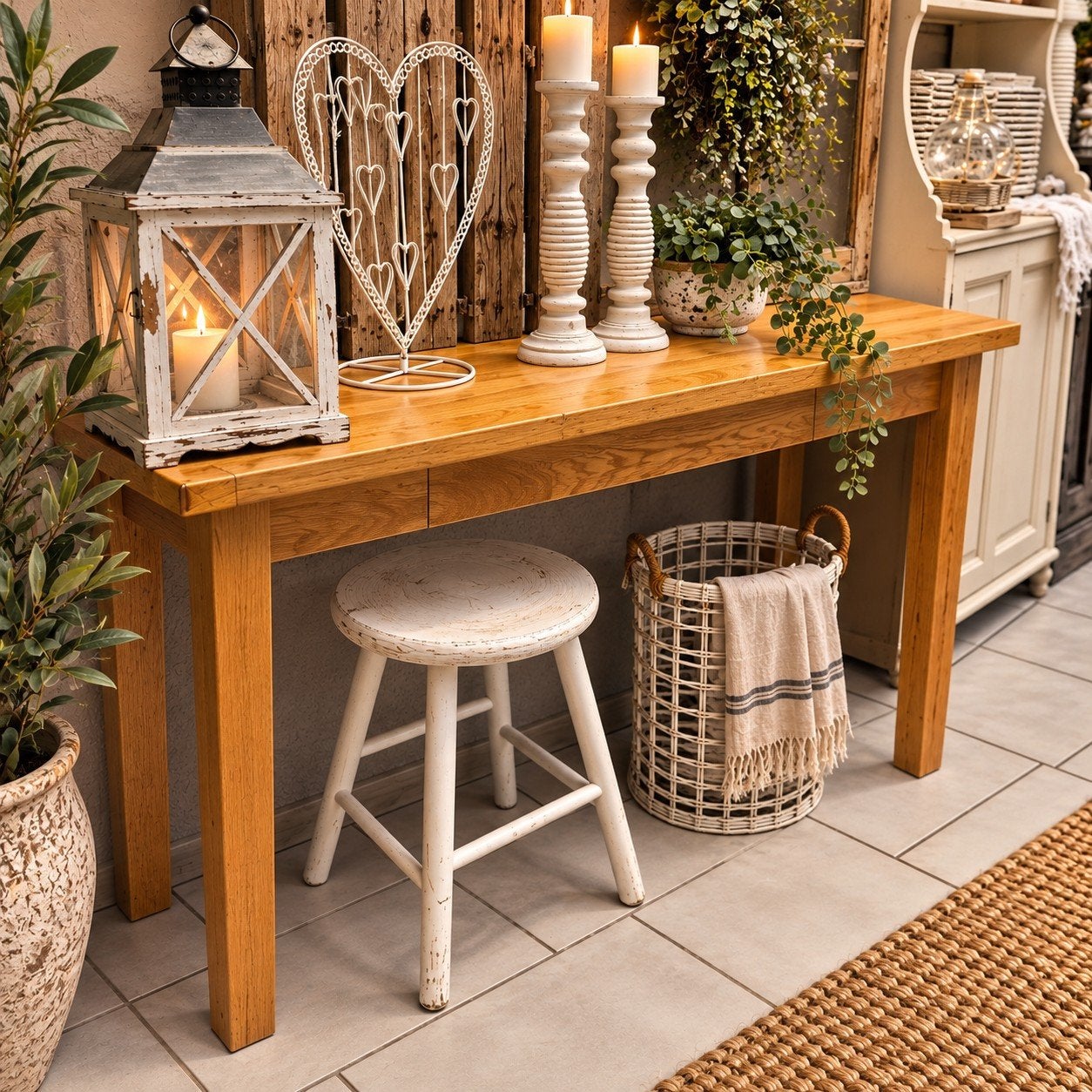 Eiken sidetable / wandtafel met lade, Ophalen