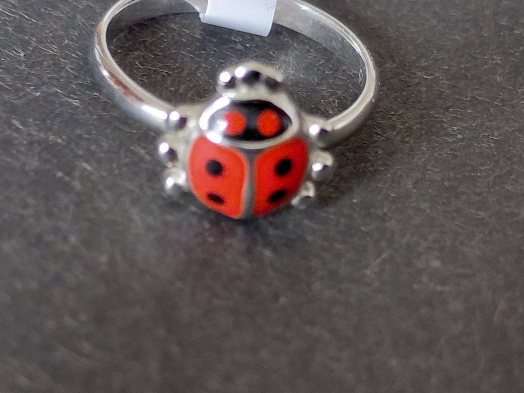 Lucardi ringetje lieveheersbeestje, Ophalen of Verzenden, Dame, Zilver, Zilver