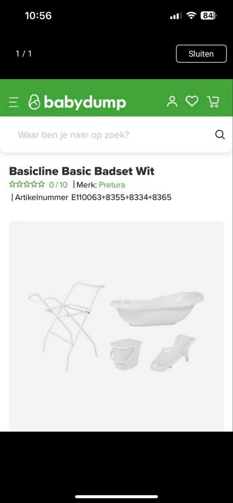 Basicline Basic Badset Wit - Zo goed als nieuw, Kinderen en Baby's, Badjes en Verzorging, Ophalen of Verzenden, Zo goed als nieuw