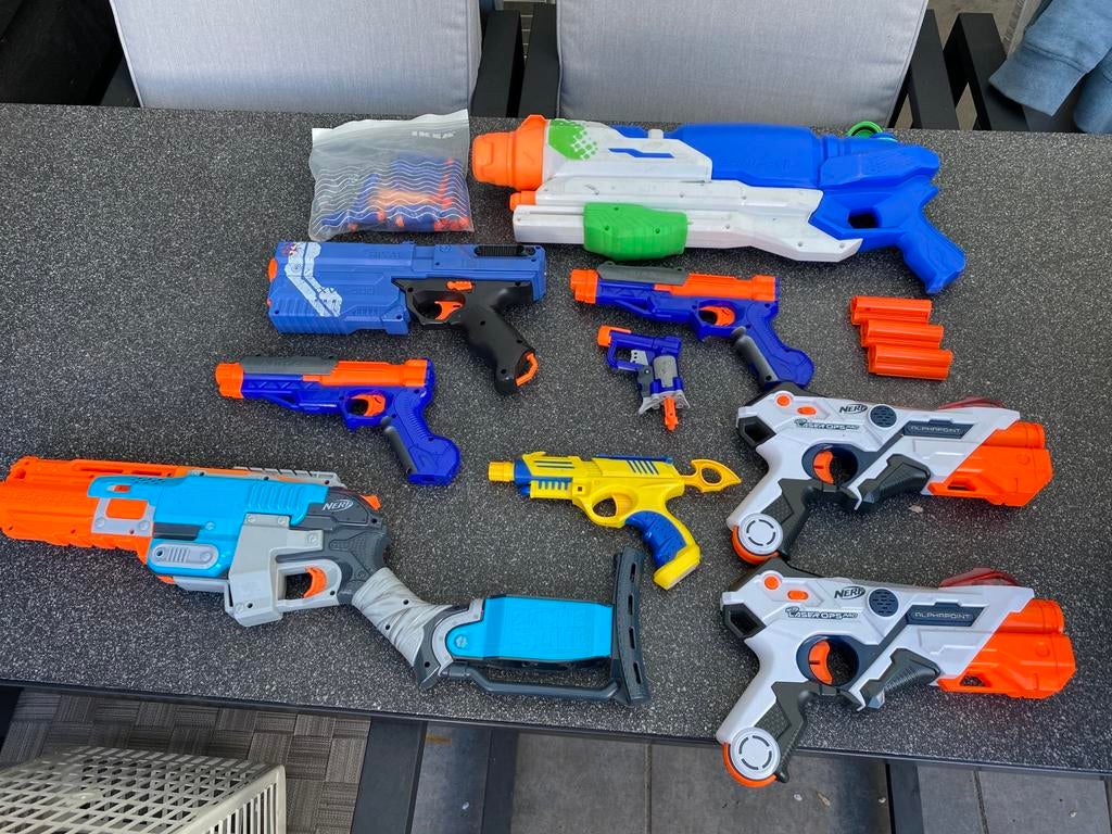 Nerf, nerf laserops, waterpistool, Ophalen of Verzenden, Zo goed als nieuw