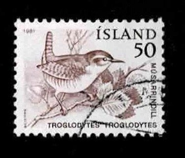 postzegel 520 IJsland vogel Winterkoning, Ophalen of Verzenden, IJsland, Gestempeld