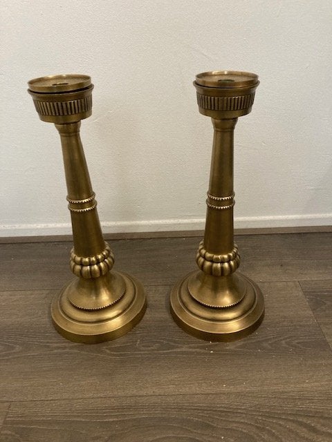 grote kandelaars goud brons kleur, Huis en Inrichting, Ophalen, Zo goed als nieuw, Metaal, Minder dan 25 cm