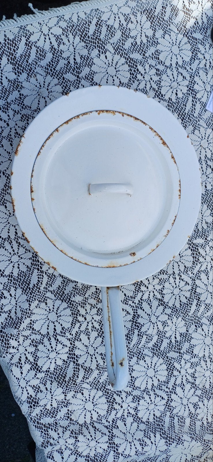 Vintage geëmailleerde bedpan met deksel - wit, Ophalen of Verzenden