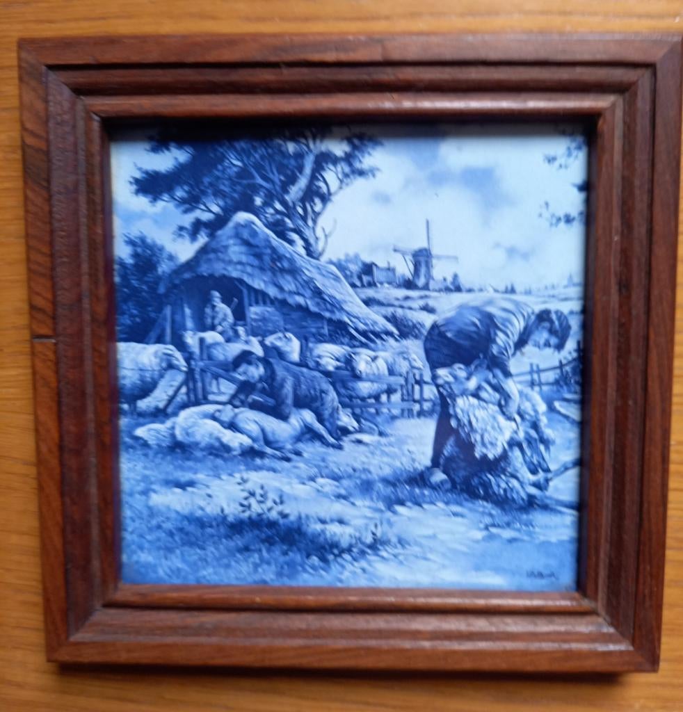 Delfts Blauw Tegeltableau Royal Mosa Holland Schaapherder, Ophalen of Verzenden