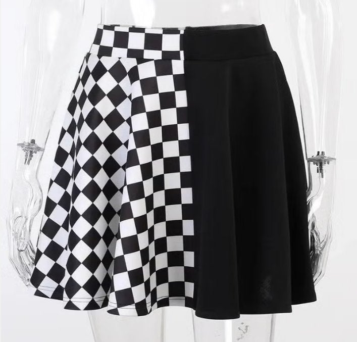 Alt / Gothic Y2k rok blokjespatroon zwart wit - Hog, Kleding | Dames, Zwart, Maat 46/48 (XL) of groter, Ophalen of Verzenden, Zo goed als nieuw