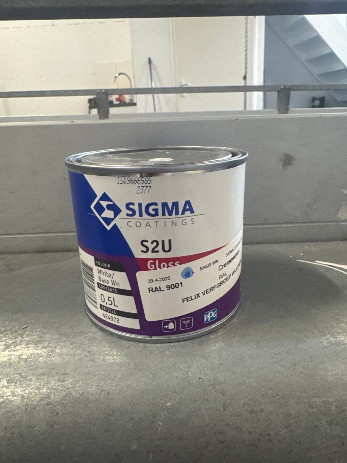 Sigma S2U Gloss RAL 9001 Verf - 0,5L Wit, Wit, Nieuw, Ophalen of Verzenden, Lak
