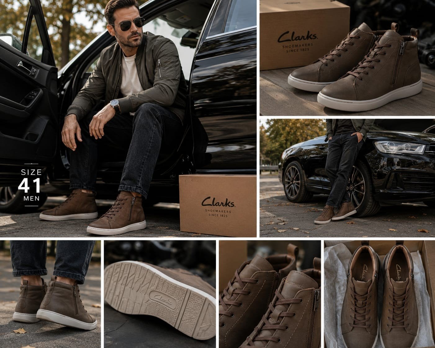 Clarks Nalle Vine Dark Olive Lea sneakers maat 41, Kleding | Heren, Overige kleuren, Nieuw, Clarks, Ophalen of Verzenden