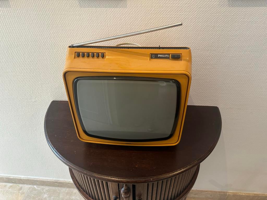 Vintage Philips TV - Gele Retro Televisie, Audio, Tv en Foto, Vintage Televisies, Ophalen of Verzenden, Gebruikt, Minder dan 40 cm