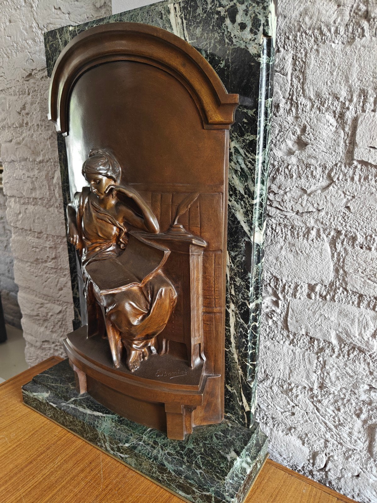 Prachtig antiek authentiek bronzen bas relief Barrias, Antiek en Kunst, Ophalen, Brons