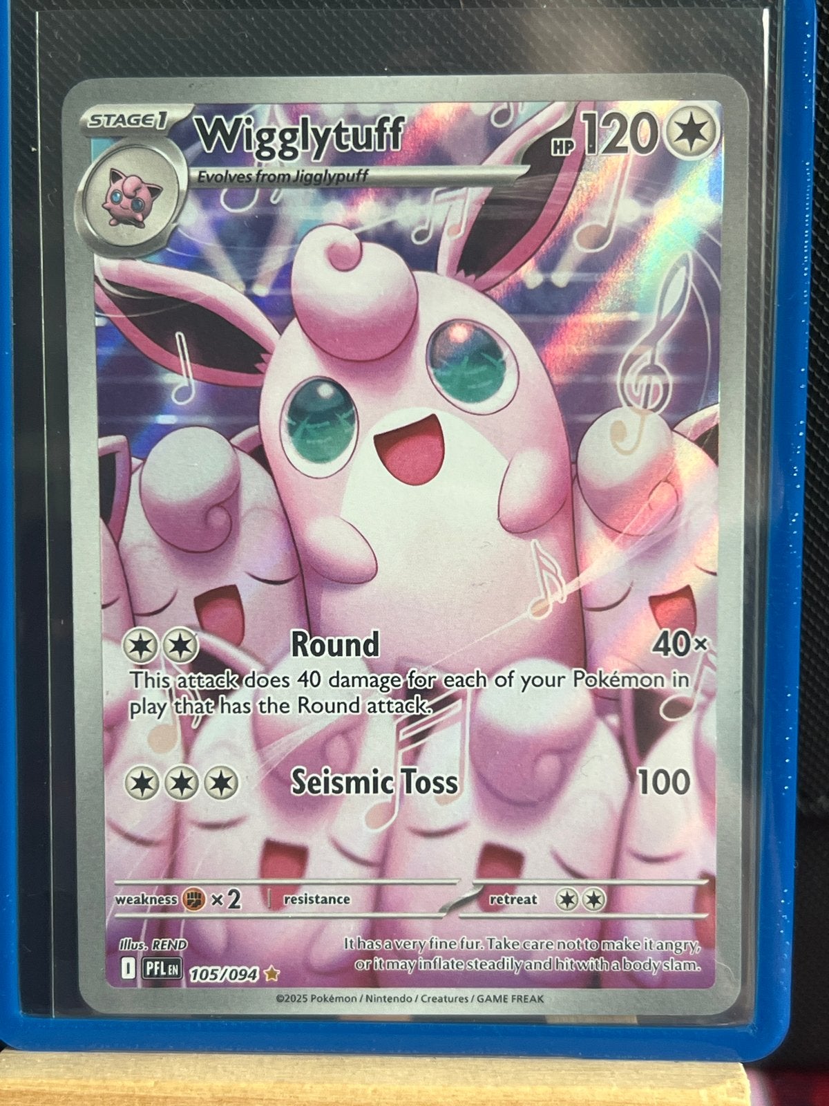 Wigglytuff Pokémon Kaart 105/094 PFL EN, Ophalen of Verzenden, Zo goed als nieuw, Losse kaart, Foil