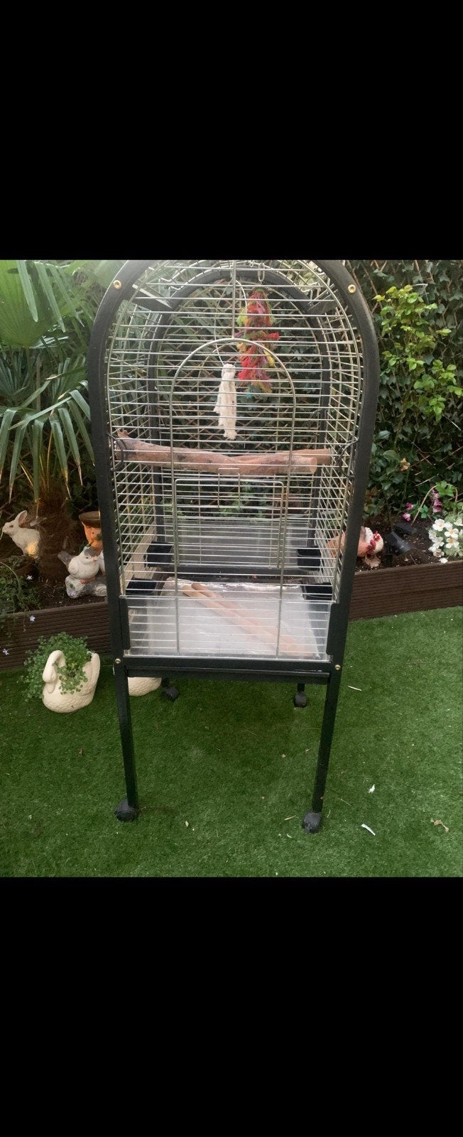 Grote vogelkooi op standaard met wieltjes – zwart/zilverGrot, Ophalen, Metaal, Vogelkooi