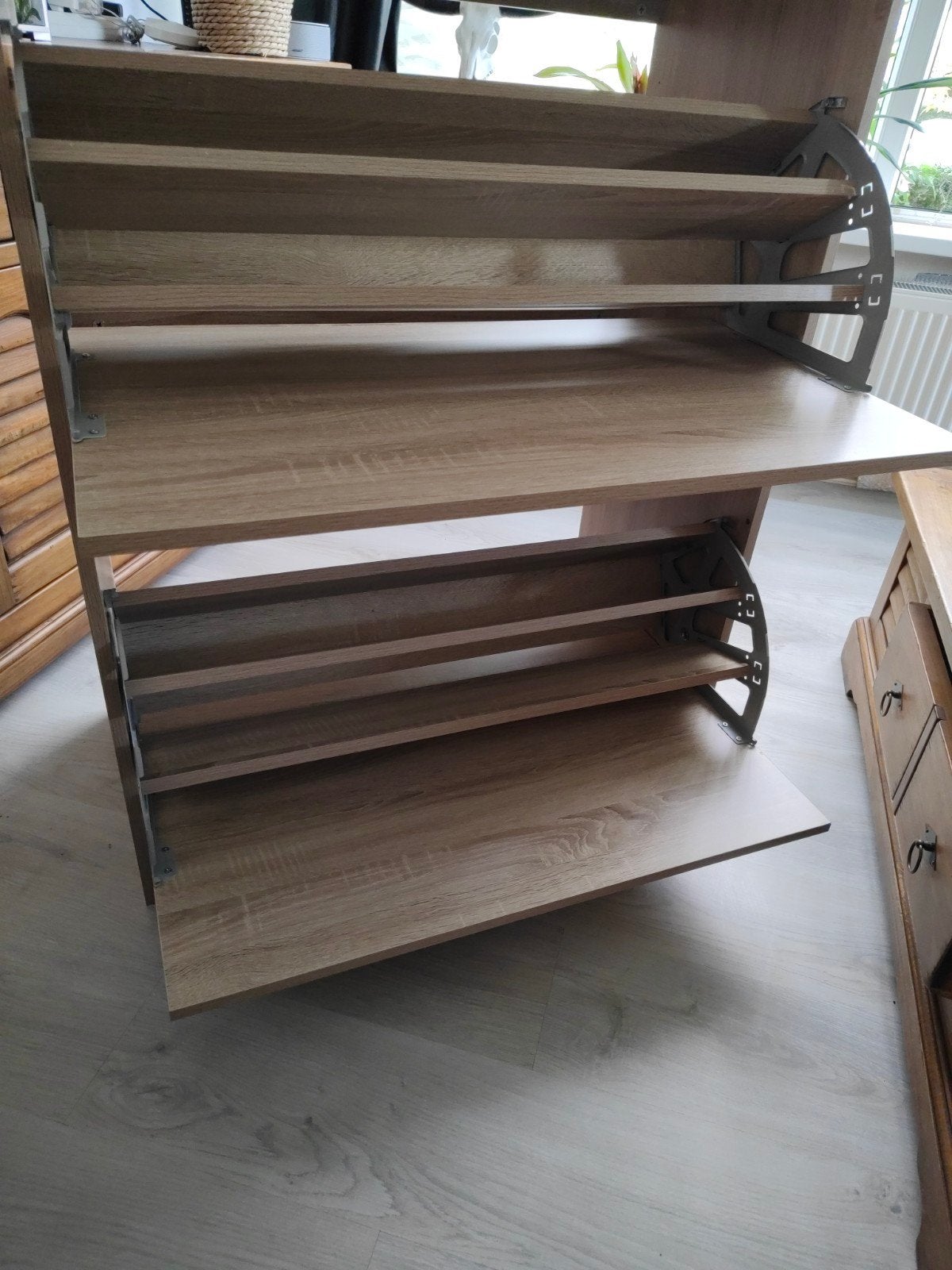 Schoenenkast met 2 kleppen - Lichtbruin hout, Ophalen of Verzenden, Nieuw, Modern, functioneel