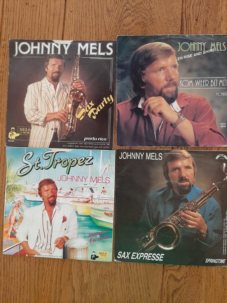 4 singles Johnny Mels, Ophalen of Verzenden, Gebruikt