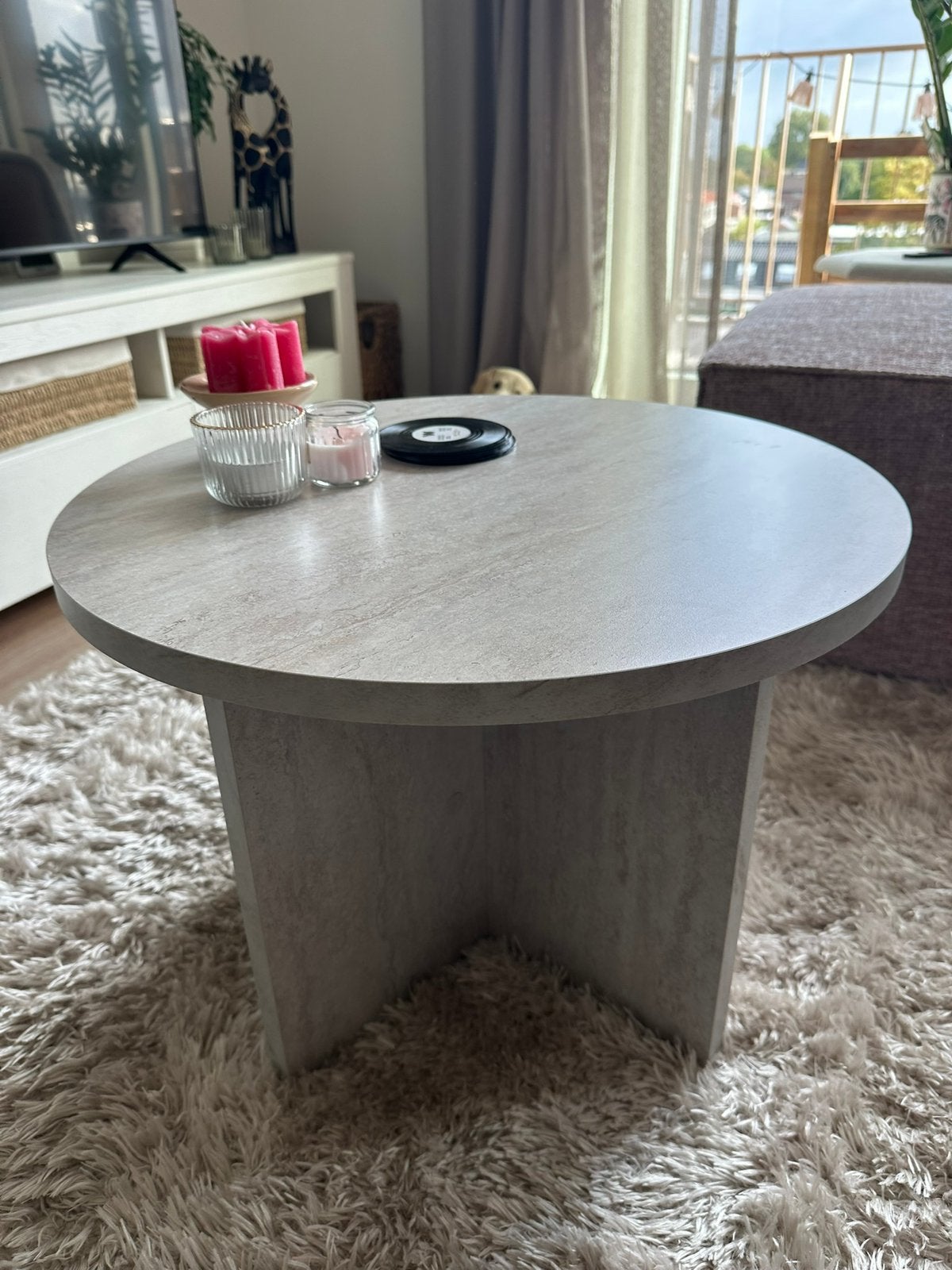 Bijzettafel / Salontafel marmer look, Ophalen, Rond, Nieuw, 50 tot 100 cm
