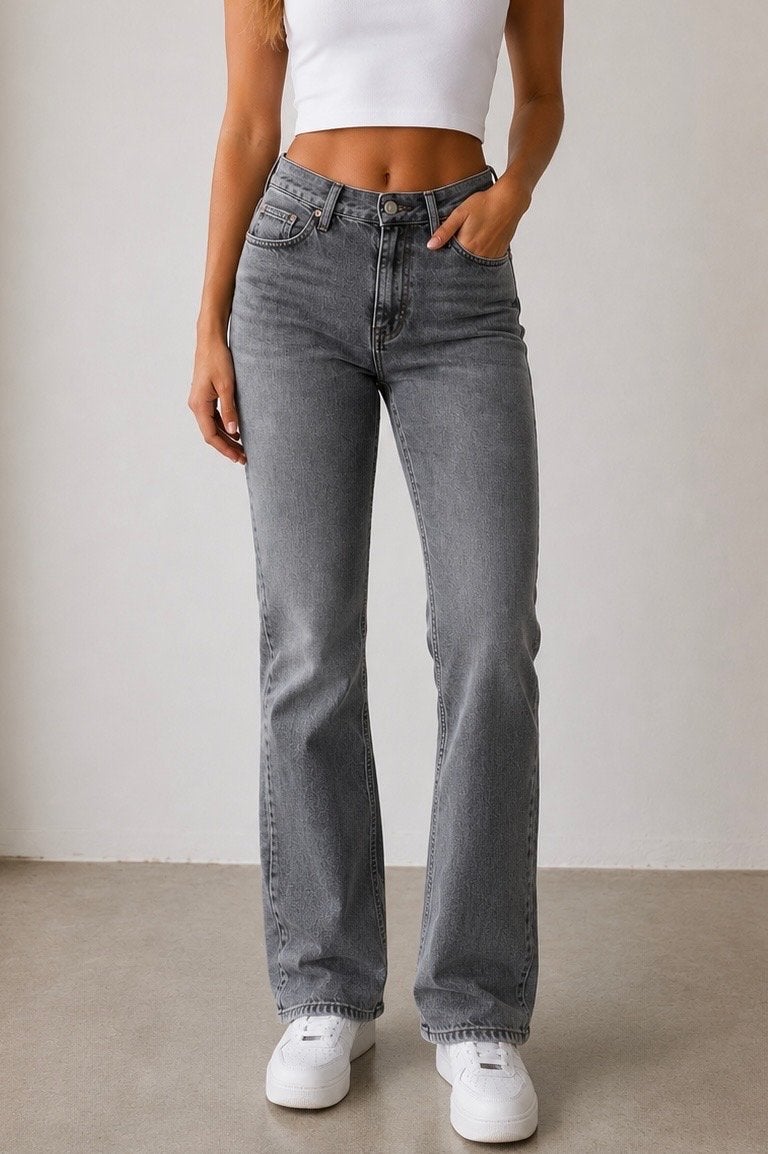 ZGAN Zara Grijze Straight Leg Jeans - Maat 36, Ophalen of Verzenden, Zo goed als nieuw, Grijs, W28 - W29 (confectie 36)
