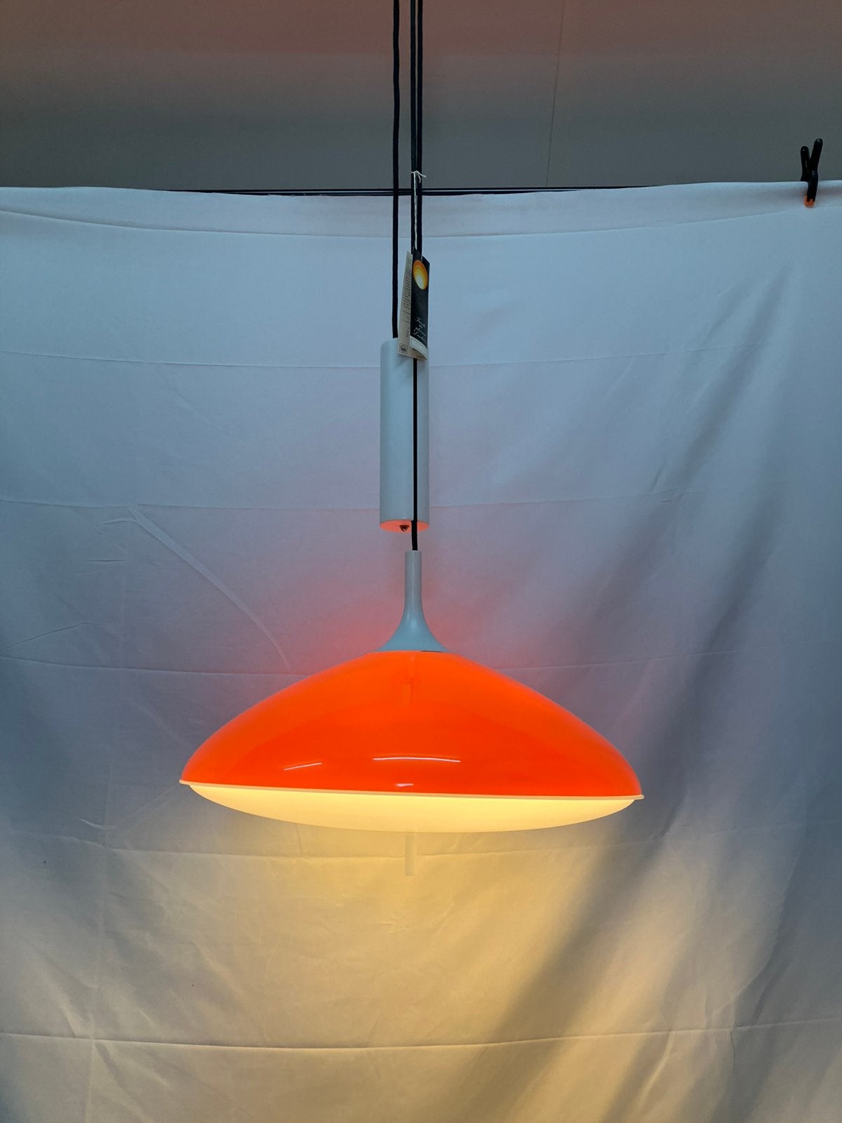 Vintage hanglamp, Temde jaren 60, Zwitserland NEW OLD STOCK, Ophalen of Verzenden, Gebruikt, Kunststof
