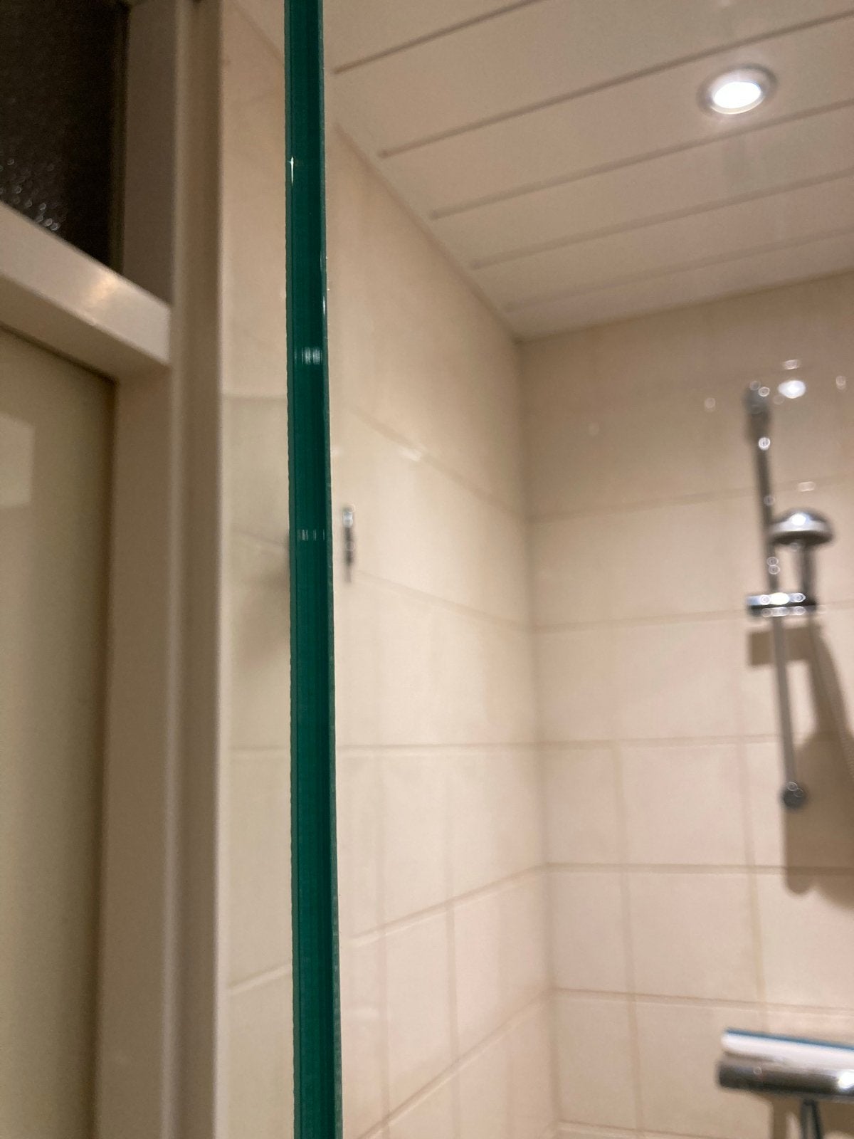 Glazen Douchedeur met Bewerkte Buitenkant en Glazen Knop, Ophalen, Gebruikt, Glas, Douche