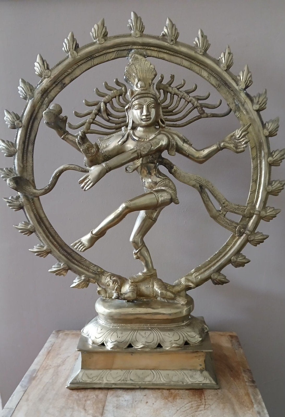 Groot  beeld van Shiva Nataraja, India, Ophalen, 50 - 100 cm, Beeld, Goud