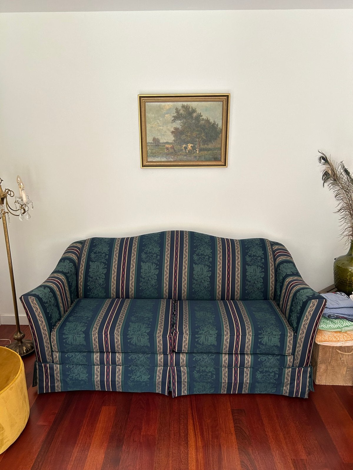 Vintage Klassieke 2-zitsbank met uitklapbare slaapbank, Ophalen, Gebruikt, Blauw, Tweepersoons