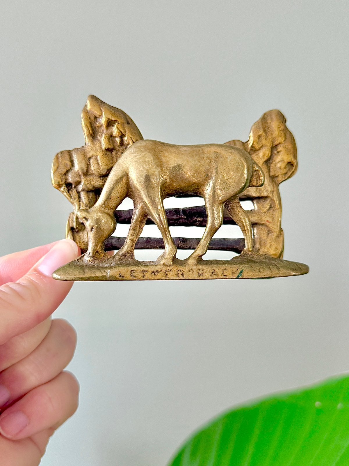 Vintage messing brievenhouder postvakje paard, Ophalen of Verzenden