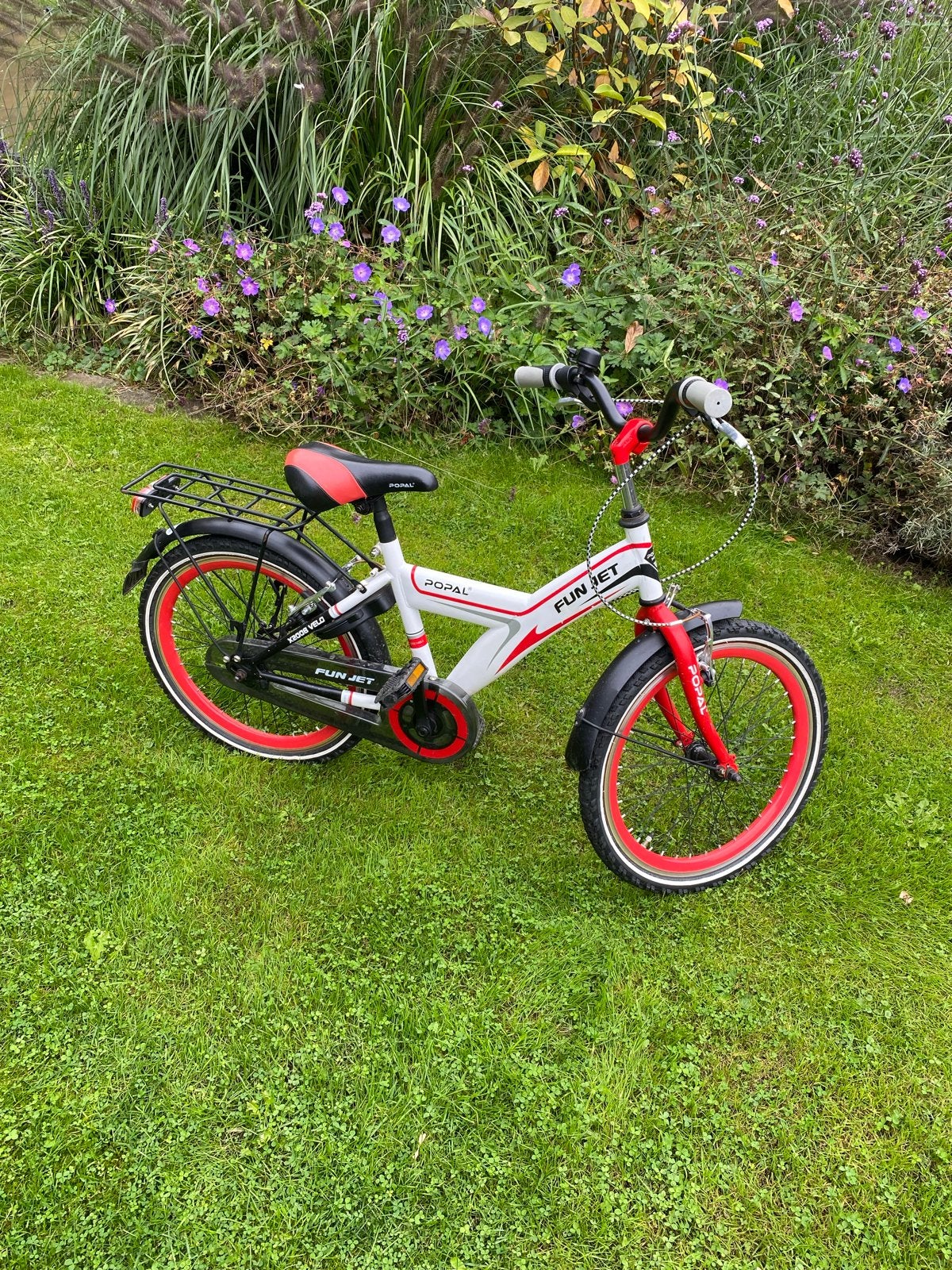 Popal Fun Jet Kinderfiets 20 inch - Wit/Rood, Ophalen, Zo goed als nieuw, Terugtraprem, 20 inch of meer