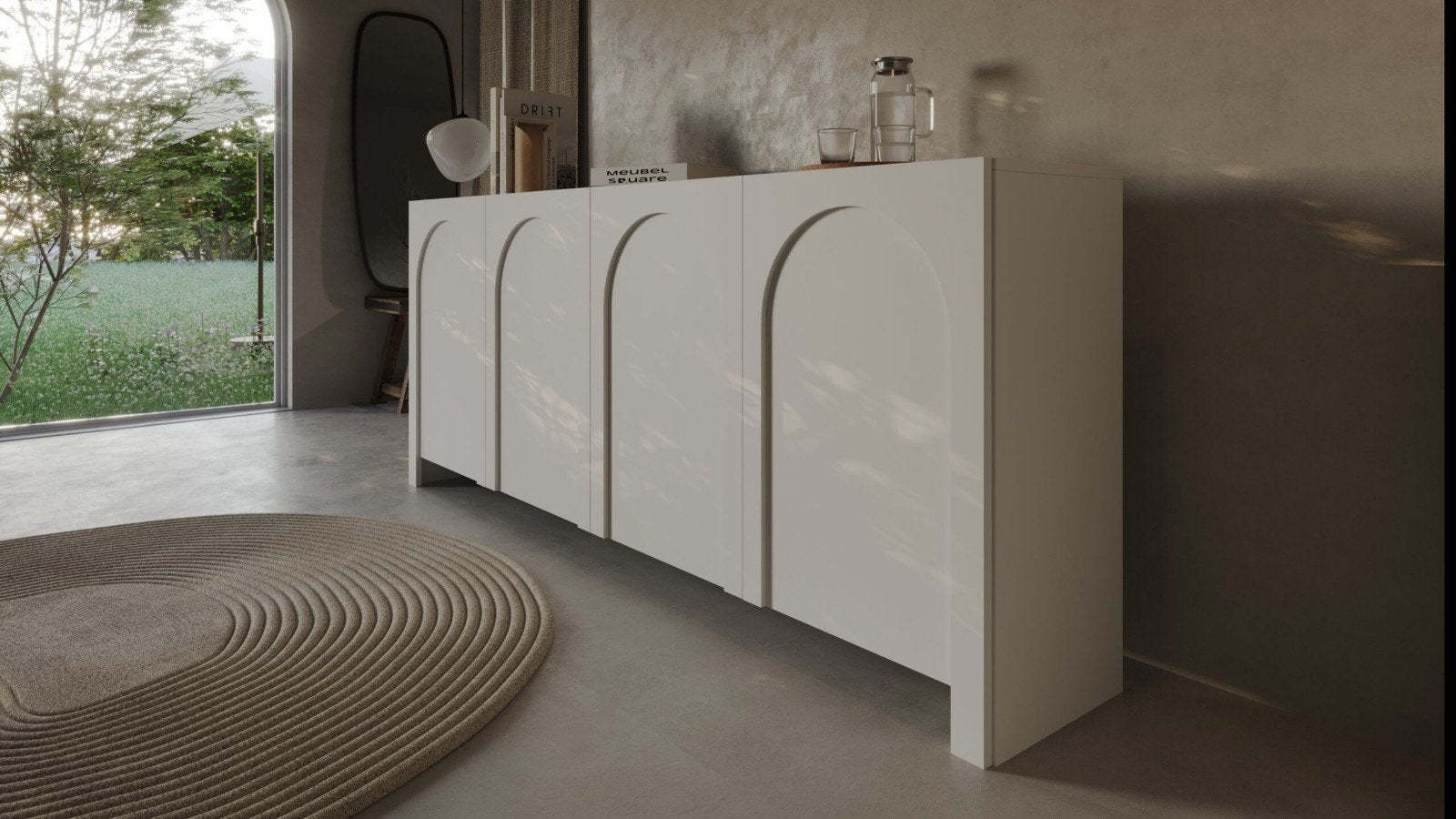 Dressoir, lange lage kast, Salamia, mat wit, Huis en Inrichting, Ophalen, Zo goed als nieuw, 25 tot 50 cm, 200 cm of meer