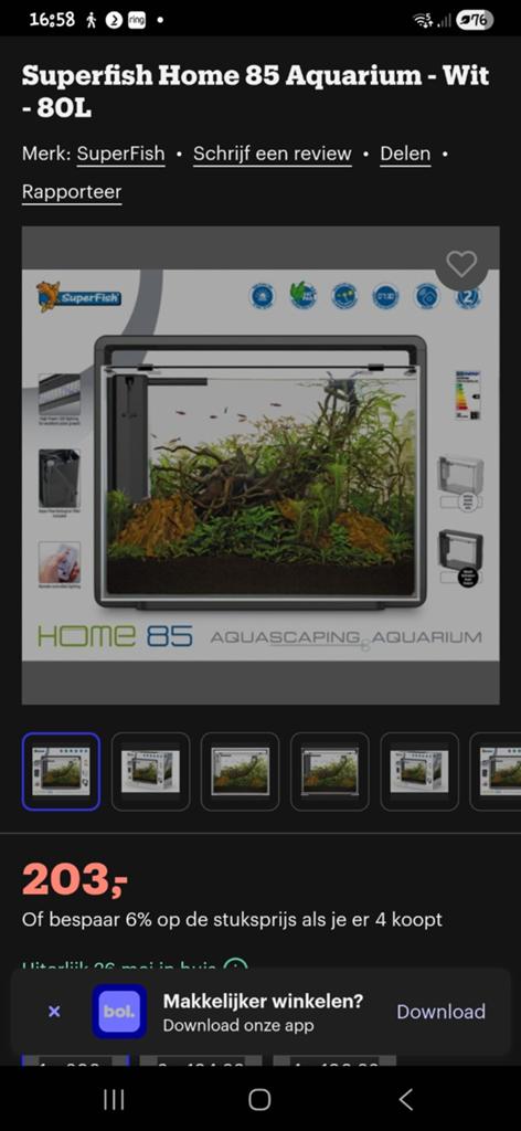 Superfish aquarium 85 home met kast, Dieren en Toebehoren, Ophalen, Zo goed als nieuw, Leeg aquarium