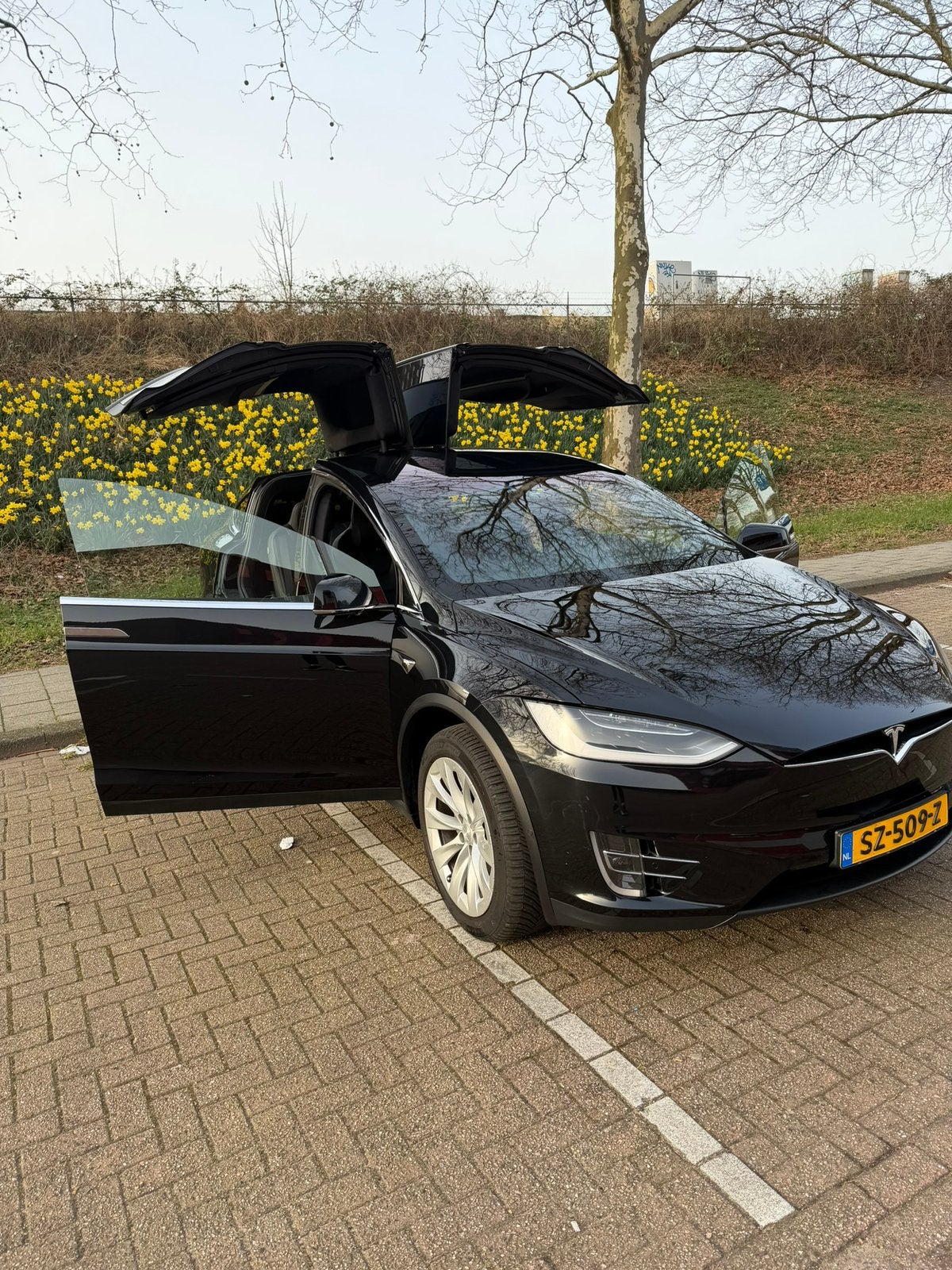 Tesla Model X 2018 Zwart 100D WITH APPLE C PLAY, Auto's, Tesla, Automaat, Model X, Zwart, 7 stoelen