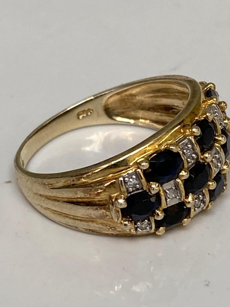Antieke ring diamanten saffieren, Verzenden, Goud, Ring